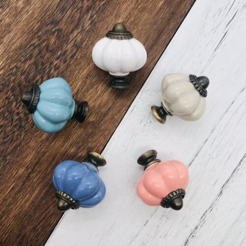 1x Retro Furniture Handle Pumpkin Ceramic Door Knobs Cabinet Knobs and Handles for Children Drawer Cupboard Kitchen Pull Handle