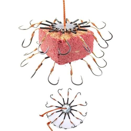 2 Pcs Fishing Flap Explosion String Hook Prevent Winding Line with Hose 12 Carbon Steel Hooks Carp Fishhook