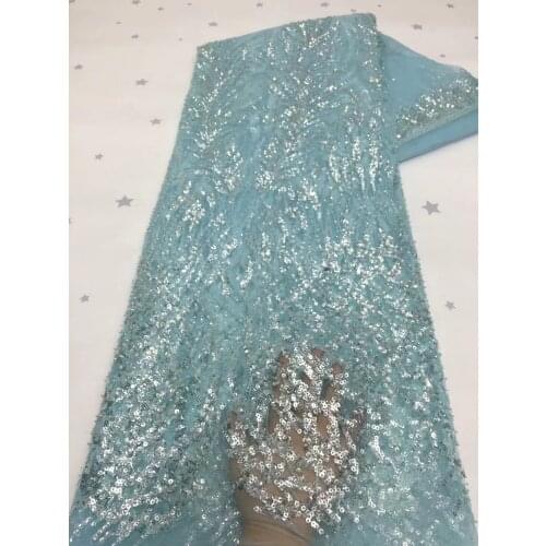 Latest Sequins Embroidery African Mesh Lace Fabric 2021 High Quality Nigerian French Tulle Lace Fabric Mesh Lace For Wedding