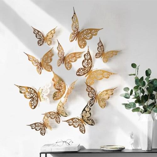 3d Hollow Butterfly Wall Stickers For Kids Rooms Home Decor Stickers Fridge Stickers Diy Party Wedding Butterflies #WT
