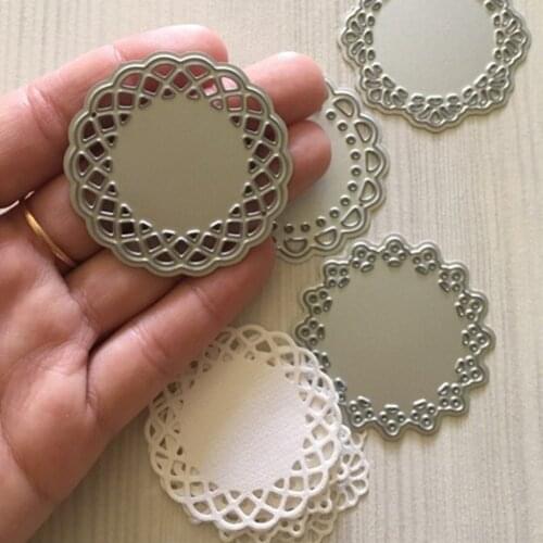 4Pcs Lace Edge Circle Frame Metal Cutting Die Stencils For DIY Scrapbooking Album Decorative Embossing Hand-on Paper Cards Dies