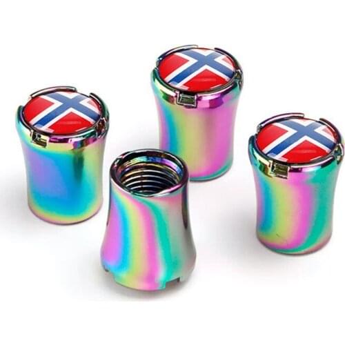 4pcs/Lot Norway Flag Car Tire Valve Caps For Fiat 500 Punto Bravo Palio Linea Wheel Tires Air Dust Waterproof Screw Airtight Cap