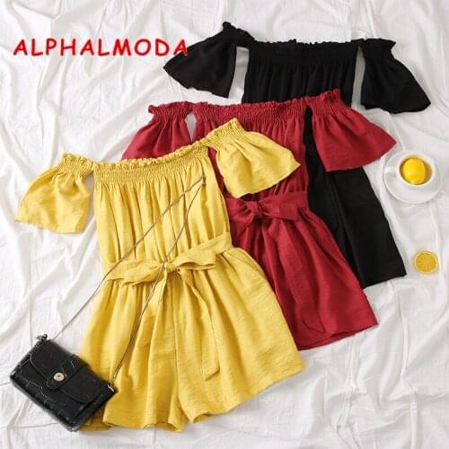 Женские однотонные комбинезоны ALPHALMODA China At AliExpress