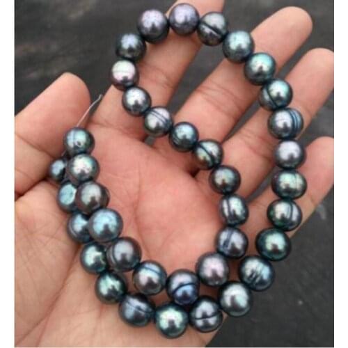 10-11mm natural baroque tahitian peacock green pearl beads