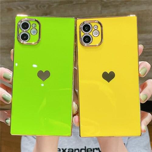 Plating Love Heart Phone Case For iPhone 11 12 Pro Max XR XS Max X XS 7 8 Plus 12Pro Soft Electroplated Back Cover For iPhone 12