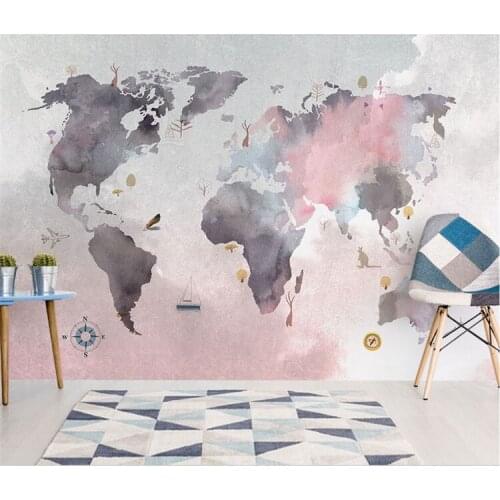 Diantu Abstract World Map Wallpaper Mural for Baby Child Room Sofa Backaground 3d Photo Mural 3d Wall Mural 3D Map Wall paper