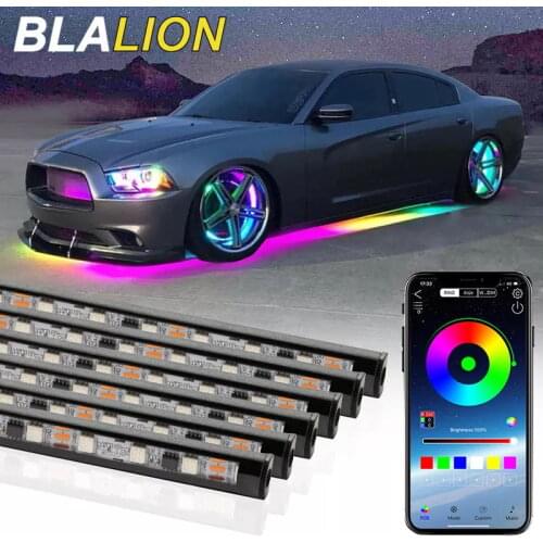 Car Underglow Lights RGB Underbody System LED Strips App Control Flowing Color 12V LED Atmosphere Decorative Lamp Car Neon Light