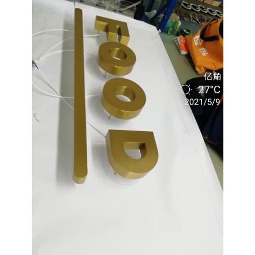 Halo Lit Customized Metal Letter Signage Polished Titanium Metal Back Lit Advertising Sign for Bar Office