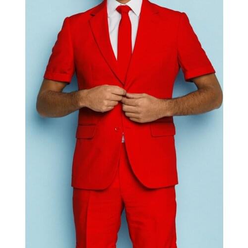 Tailor Made Fashion High Quality Solid Color Men Suits Slim Fit Groom Tuxedo For Wedding Dress Costume (Jacket+Shorts)