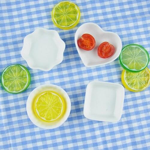 Ceramic Dish Simulation Lemon Slices Artificial Ice Cubes for Photography Studio Ornament Photo Backdrop Background Accessories