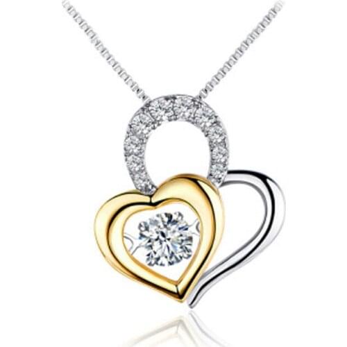 UFOORO S925 Sterling Silver Pendant Fashionable Inspirational Love Heart Necklace Foe Woman Gir Created Gift Jewelry