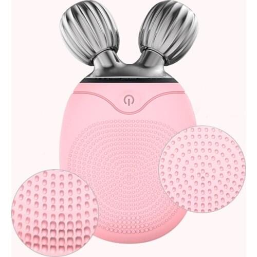 LINMEE Face Roller Massager Electric Silicone Facial Cleansing Brush Vibration Massage Face Cleaner Face-lift Roller Beauty Tool