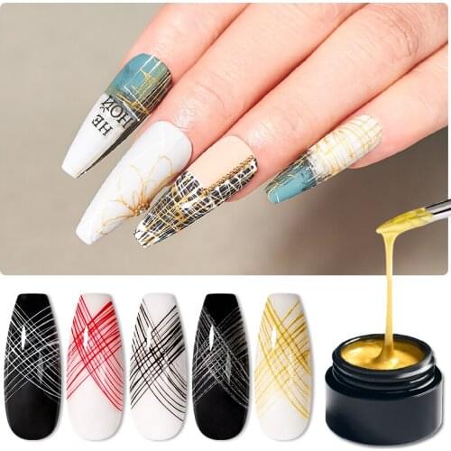 Mtssii Nail Wire Drawing Gel Polish Creative Point To Line Painting Gel Polish Spider Thick Elastic Paint 5ml 28Colors