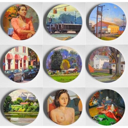 Louis Escobedo Wall Plate Beautiful High- Quality Ceramic Decorative Plate Home Living Room Bar European Style Art Plate