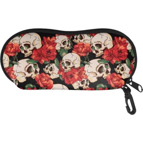 Flower Skull Neoprene Glasses Bag Women Men Glasses Pouch Cool Eyeglasses Pouch Protection Eyewear Storage Bags estuche gafas