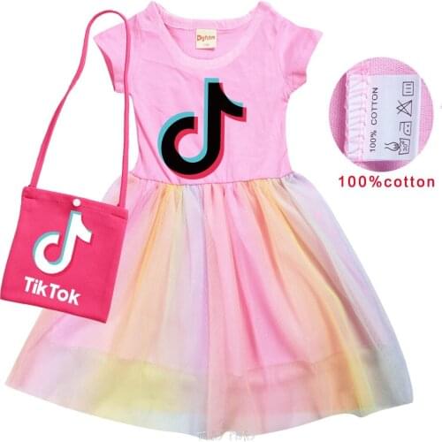 Girls Princess Summer Dresses Tik Tok Toddler Cospaly Dress Kids Tutu Birthday Party Clothes for Children Ball Gown