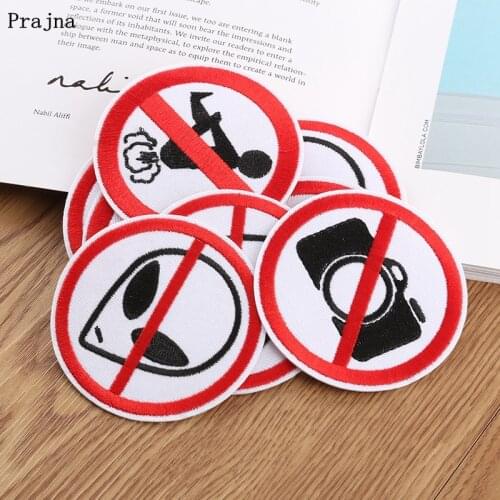 Prajna Ban Photography Alien Patches Stripe Embroidery Patches For Clothing Applique DIY Iron On Patches For Cloth Jacket Badge