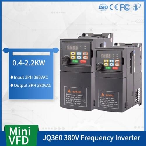 JQ360 Mini VFD 380V input 0.4/0.75/2.2/3KW Variable Frequency Drive Converter for Motor Speed Controller Frequency Inverter
