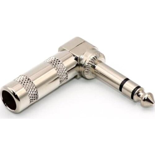 6.35mm Jack Microphone plug Connector Right Angle Male Assembly 6.5mm stereo Nickle plating Audio Plug