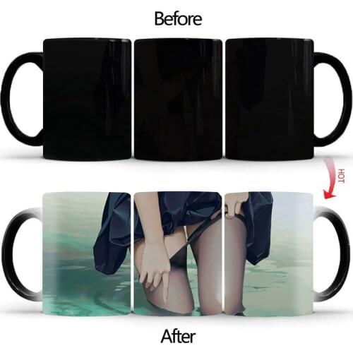 Creative silk stockings Temptation Color Changing Coffee Mug Cup Magic Ceramic Cups Milk Cup Coffee Mugs Drinkware Gift BSKT-036