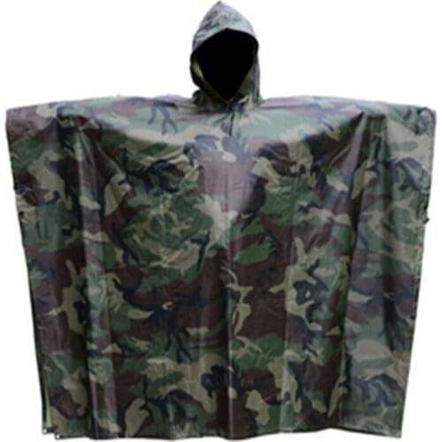 Outdoor products 3in1 camouflage raincoat waterproof sports goods poncho camouflage adult raincoat
