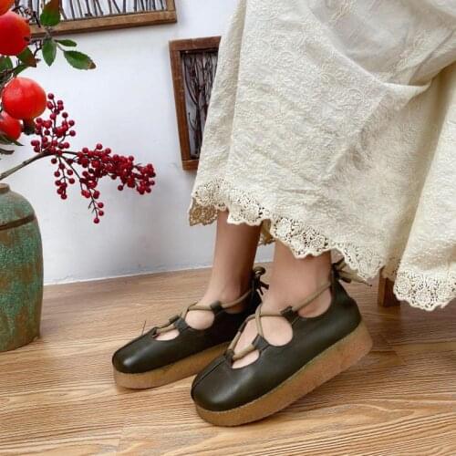 YourSeason Ladies Genuine Leather Lace Up Pumps 2021 Spring Summer Concise Women Vintage Leisure Casual Shoes Handmade