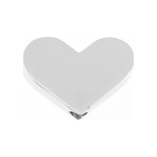 Risul slide heart 2mm drilled hole pendant Women jewelry Stainless steel necklace pendants mirror/brush polished 10pcs