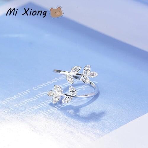 Mi Xiong 925 Sterling Silver Womens Rings Branch Leaves Engagement Wedding Elegant Fine Jewelry Luxury Exquisite Gift Classic