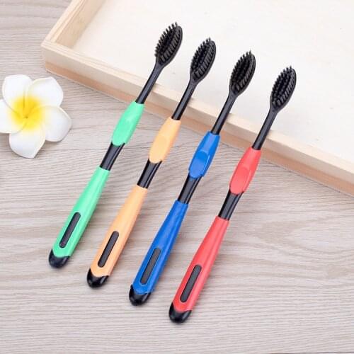 4 Pieces/lot Bamboo Charcoal Toothbrush Double Ultra Soft Toothbrushes Black Heads Oral Care Soft Bristle Nano Tooth Brush