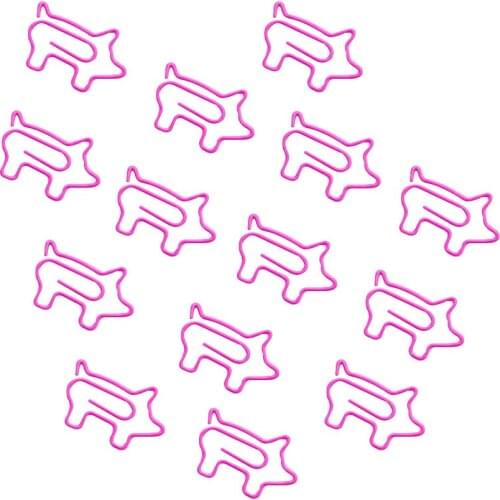 10pcs/lot Cute Pink Rose Red Pig Animal Shape Small Metal Paper Clips Pin Bookmark Memo Office School Stationery Money Card pegs