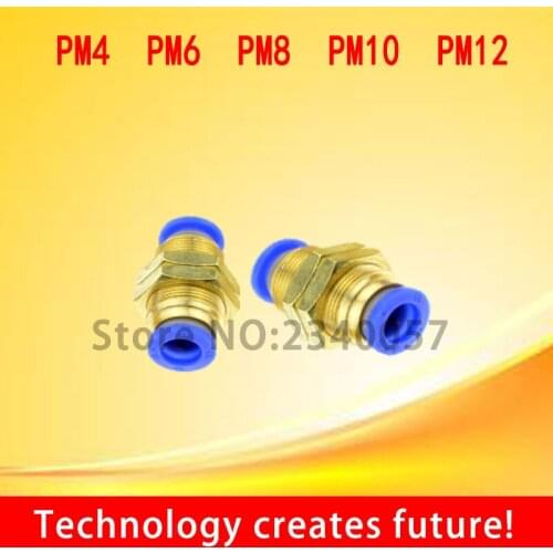 2PCS Air Pneumatic Straight Bulkhead Union 4mm 6mm 8mm10/12 mmOD Hose Tube One Touch Push Into Gas Connector Brass Quick Fitting