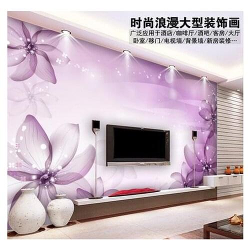 3d wallpaper custom 3d wall murals wallpaper flower mural Purple dream TV setting wallpaper 3d living room wallpaper decoration