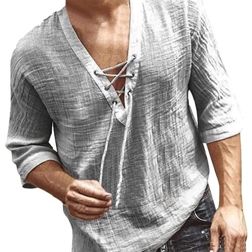 56# Men Shirt Summer Fashion Casual Tie-in Sleeves Shirt Jacket Top Solid Color Breathable Blouses Oversized Shirt Chemise Homme