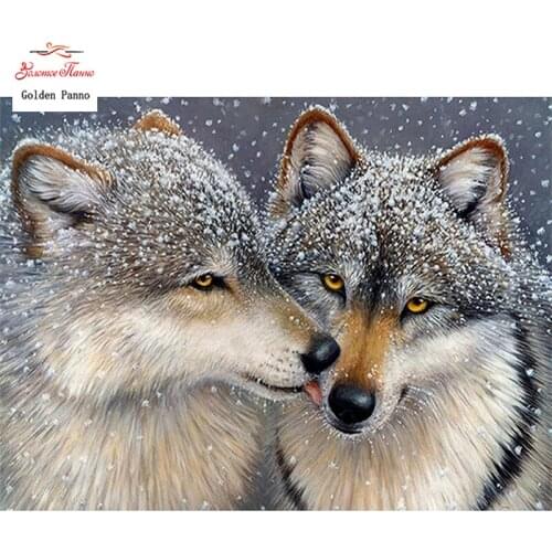 GOLDEN PANNO Diamond Painting Full Square 5D Diy Daimond Embroidery Diamant Mosaic Sale Displasy Broderie Diamant Wolf 02
