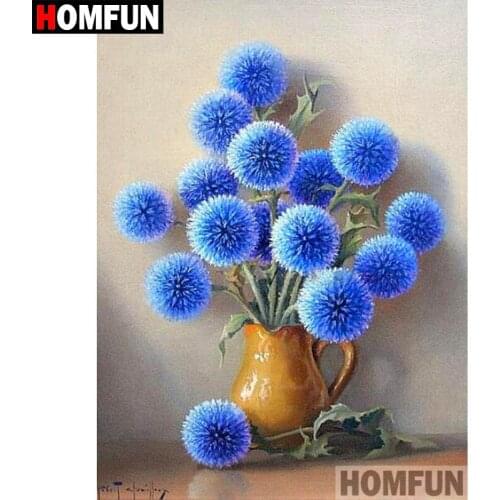 HOMFUN 5D DIY Diamond Painting Full Square/Round Drill "Blue flower" Embroidery Cross Stitch gift Home Decor Gift A07888
