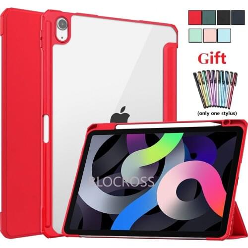 For iPad 10.2 inch 2019 8th 7th Gen Case with Pencil Holder for iPad Air 4 10.9 Case ipad pro 11 Hard Clear PC Back Shell Cover