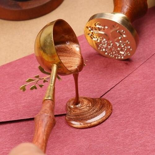 Retro Sealing Wax Spoon Wood Handle for Wax Sealing Decorative Wax Stamp Craft Gift Handicraft Lacquer Wax Melting Tools