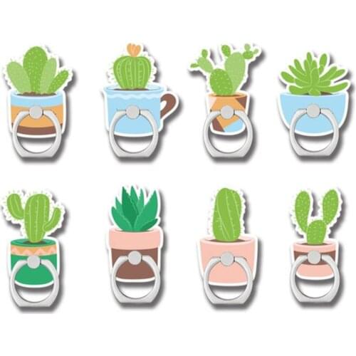 Cartoon Cactus Potted Plants Mobile Finger Ring Smartphone Stand Holder Mobile Phone Holder For iPhone Huawei All Phone