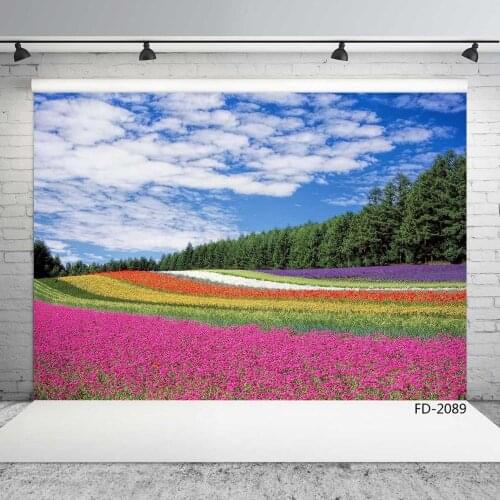Flowers Fields Spring Photography Backgrounds Customized Photographic Backdrops For Photo Studio Children Portrait Photocall