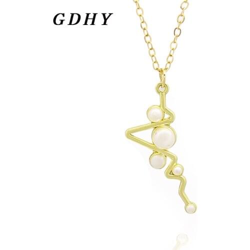 GDHY Heartbeat Gold Necklace Pendants Women Pearl Heartbeat Pendant Necklace Medical Nurse Doctor Lover Clavicle Choker Jewelry