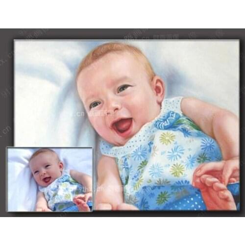 TOP ART customize service oil painting--custom child baby portrait from photo picture-100% hand painted 24x20 inch-free shipping