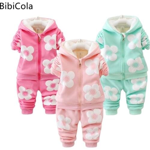 Baby Girls Winter Clothing Set Infant Newborn Girls Thick Warm Velvet Tops+pants 2pcs Kids Outfits Bebes Hoodeds Tracksuit