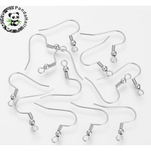 304 Stainless Steel Earring Hooks, Stainless Steel Color, 21x21x3mm/18x21x1.7mm, Hole: 2mm; Pin: 0.6mm