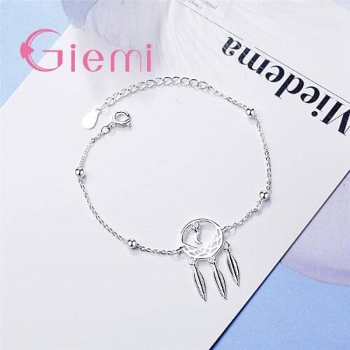 Best Quality Pure Silver Color Adjustable Moon Round Tassel Beads Adorn Women Bracelet Party Dress Up Lady Accessories