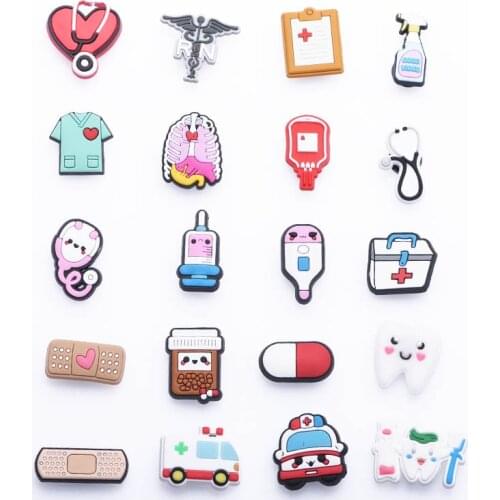 1 PCS PVC Medical Supplies Croc Charms Cute Stethoscope Syringe Shoe Buckle Shoe Accessory Sandals