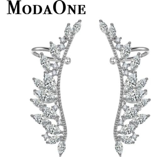 ModaOne Zircon Wing Design 925 Sterling Silver Stud Earrrings Korean Fashion Jewelry pendientes kolczyki oorbellen brincos