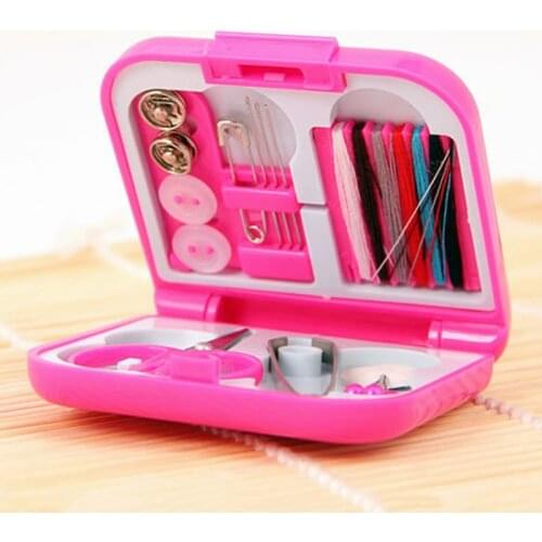 Sewing Tool Kit Full Set Thread Needles Scissor Tweezers Needle Kit Mini Travel Sewing Kit Tool with Storage Box Color Random