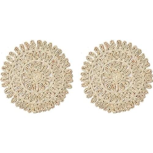 Set of 2 Natural Straw Woven Place Mats,Table Mats,Anti-Skidding Pad Corn Husk Mat - 38cm