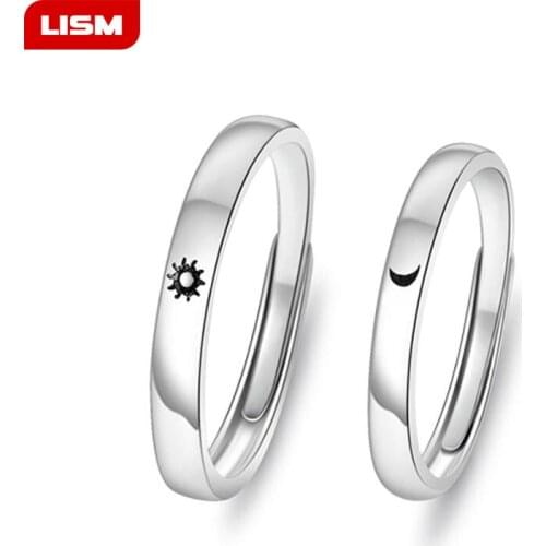 New Korea Style Couple Silver Plated Ring Sun Moon Star Islam Religious Couples Rings Power Lovers Jewelry Dropshipping