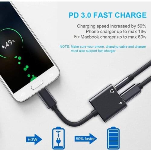 2 In 1 Type C To 3 5 Jack Charger Adapter For Samsung Note 10 Plus S21 S20 Fe Note 20 Ultra USB C Splitter Dual Type-c Converter